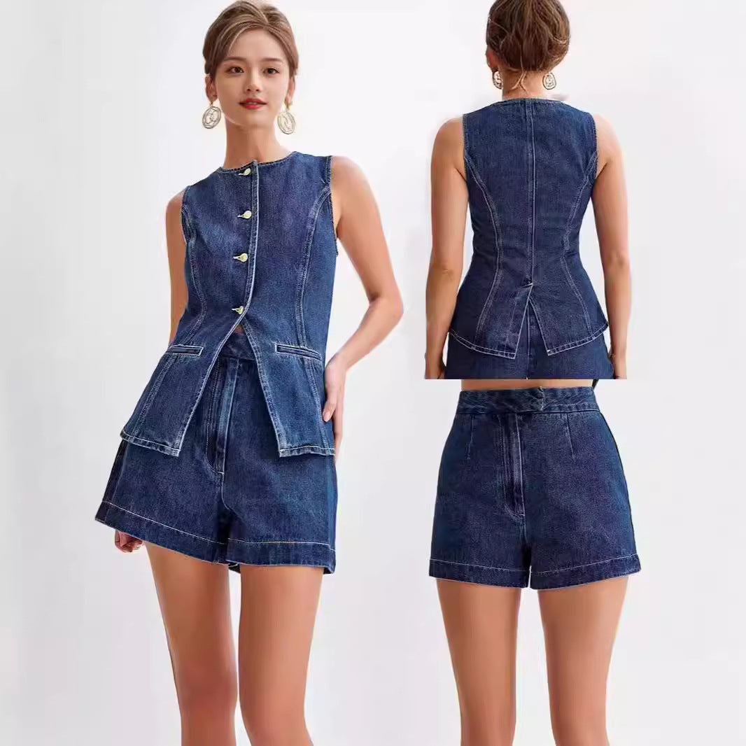 Summer Fashion Sleeveless Casual High Waist Suits