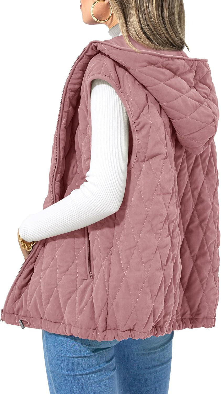 Ladies Hooded Waistcoat Lightweight Cotton Outer Vests