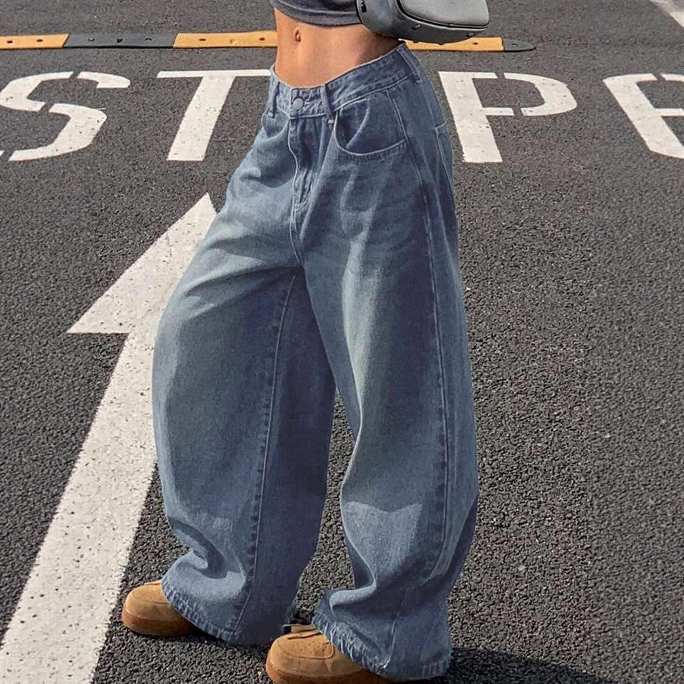 Creative Spring Draping Lazy Loose Mopping Women's Jeans