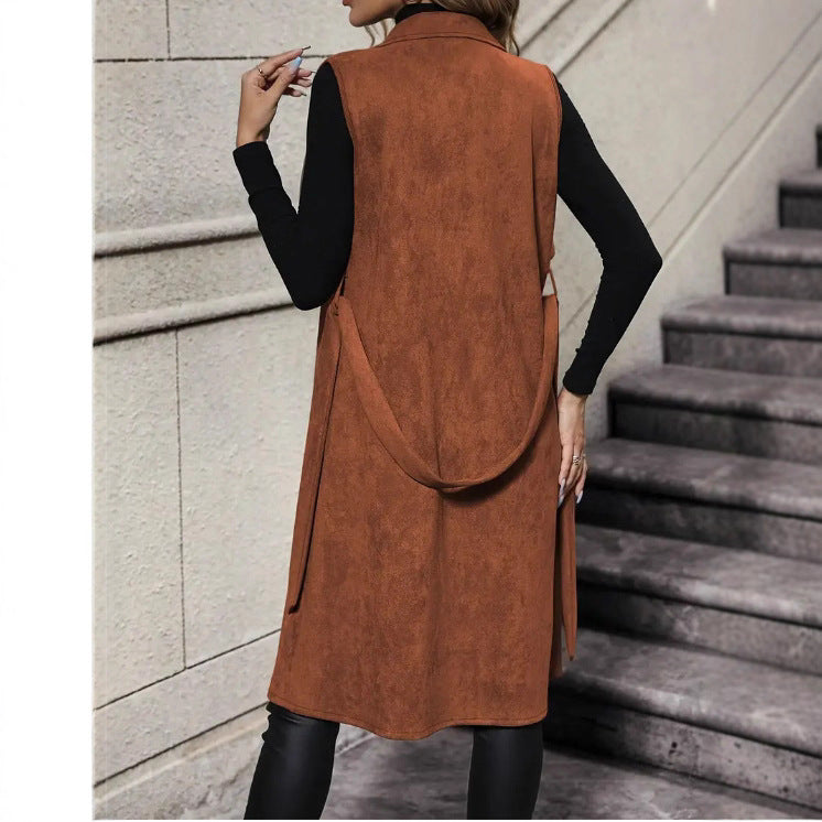 Fashion Flip Lapel Collar Belt Without Vests