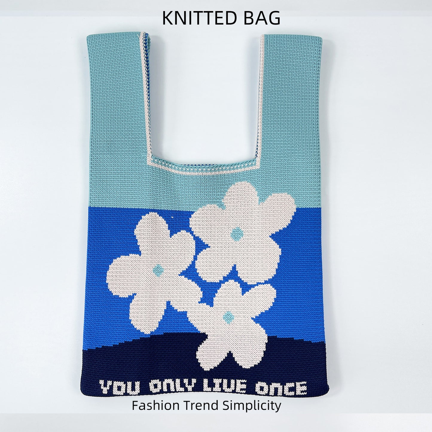 Women's Flower Knitted Large Capacity Totes Wrist Handbags