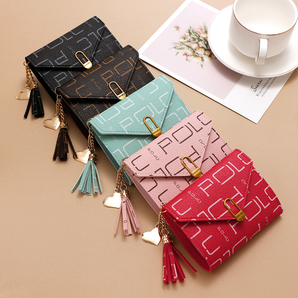 Women's Fashion Letters Printing Short Multiple Slots Purses