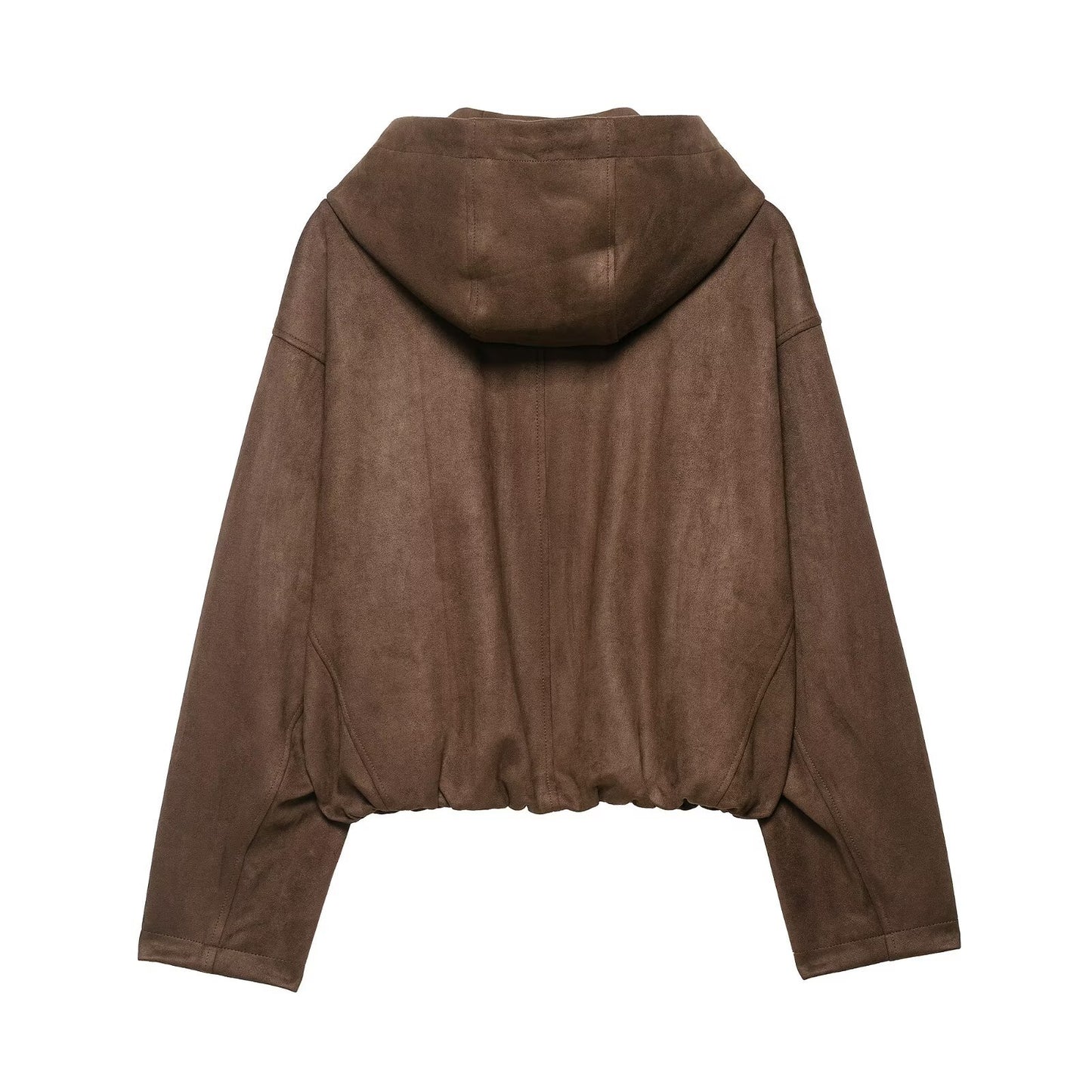 Women's Autumn Hooded Suede Effect Bomber Coats