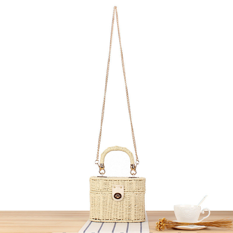 Classic Style Leisure Woven Round Box Crossbody Bags