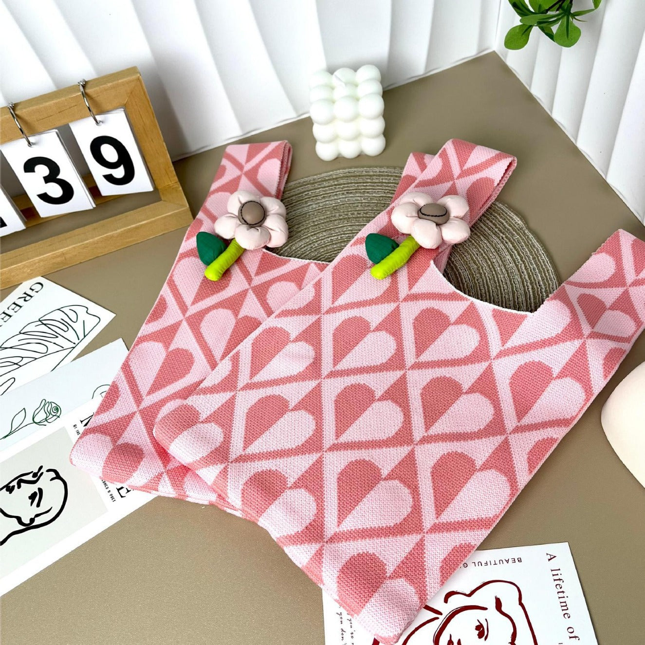 Knitted Gift Hand Birthday Office Simple Tote Bags