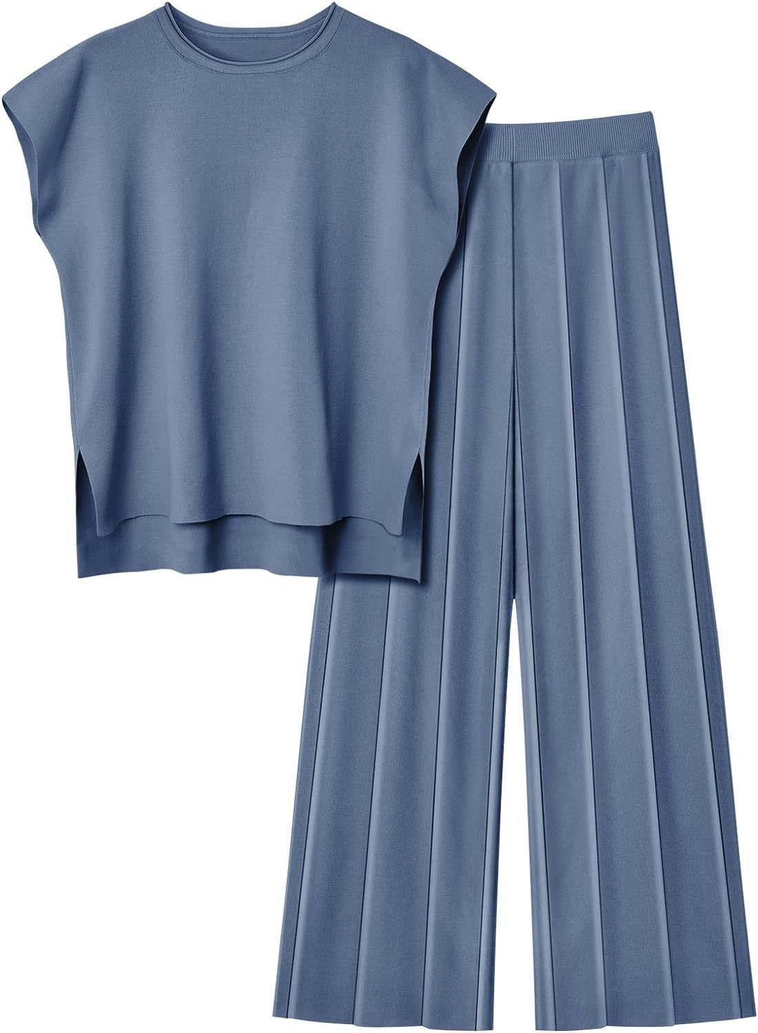 Women's Knit Casual Sleeveless Two-piece Set Suits
