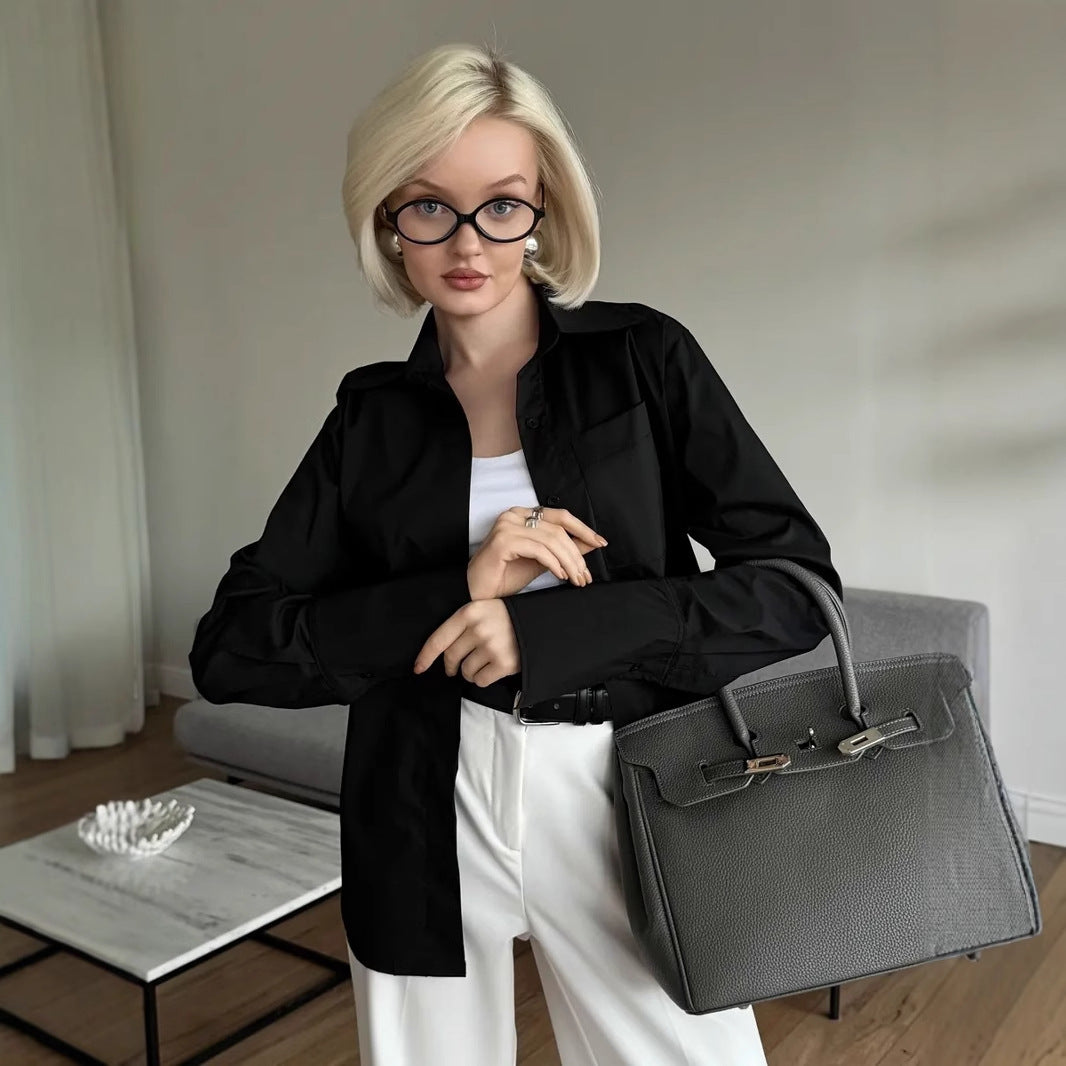 Women's Elegant Casual Solid Color Polo Collar Suits