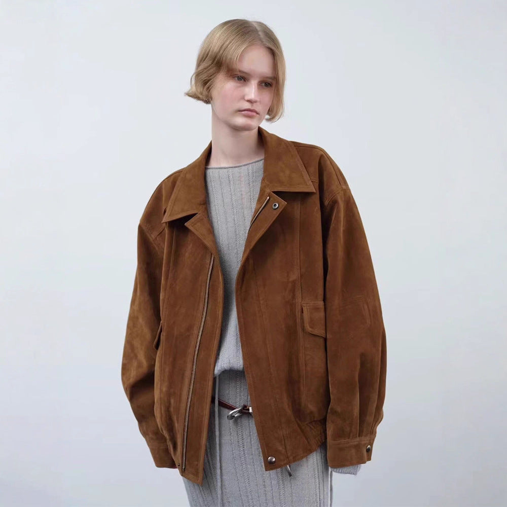 Women's Polo Collar Leather Early Autumn Commuter Jackets