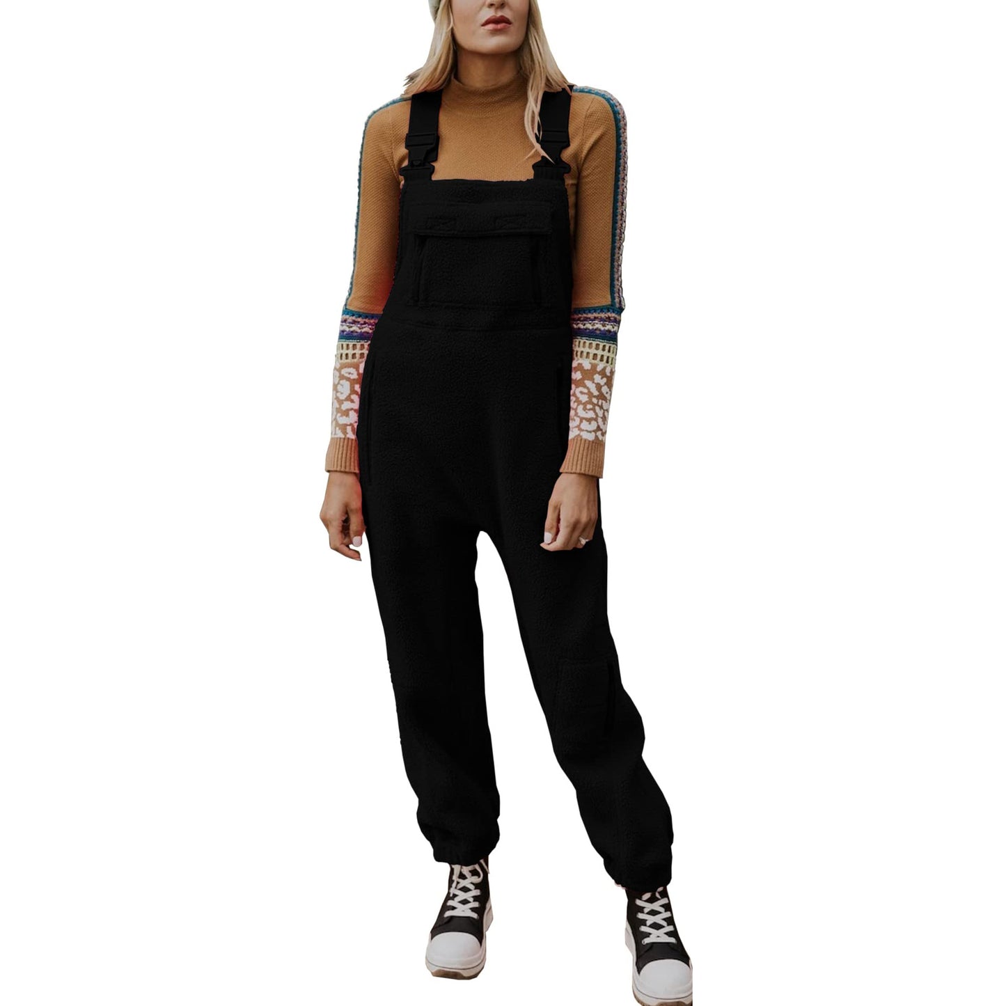 Women's Pocket Solid Color Adjustable Shoulder Strap Jumpsuits
