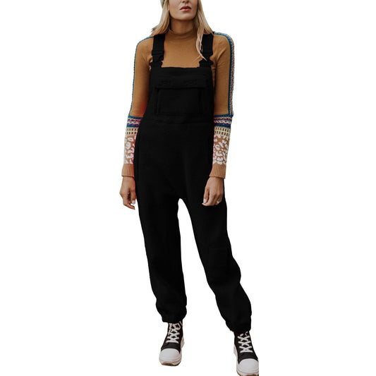 Women's Pocket Solid Color Adjustable Shoulder Strap Jumpsuits