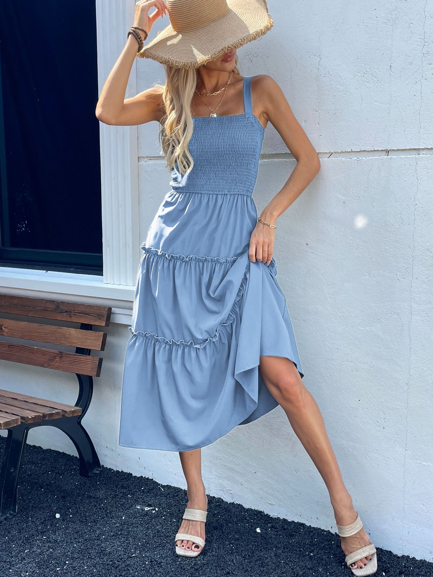 Innovative Glamorous Summer Solid Color Suspender Dress
