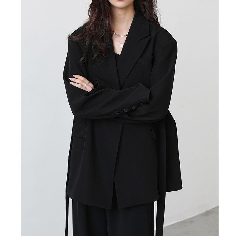 Women's White Set Design Sense Niche Wide Suits