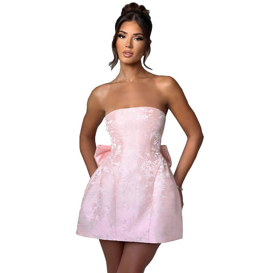 Women's Tube Sexy Backless Fashion Graceful Bow Dresses