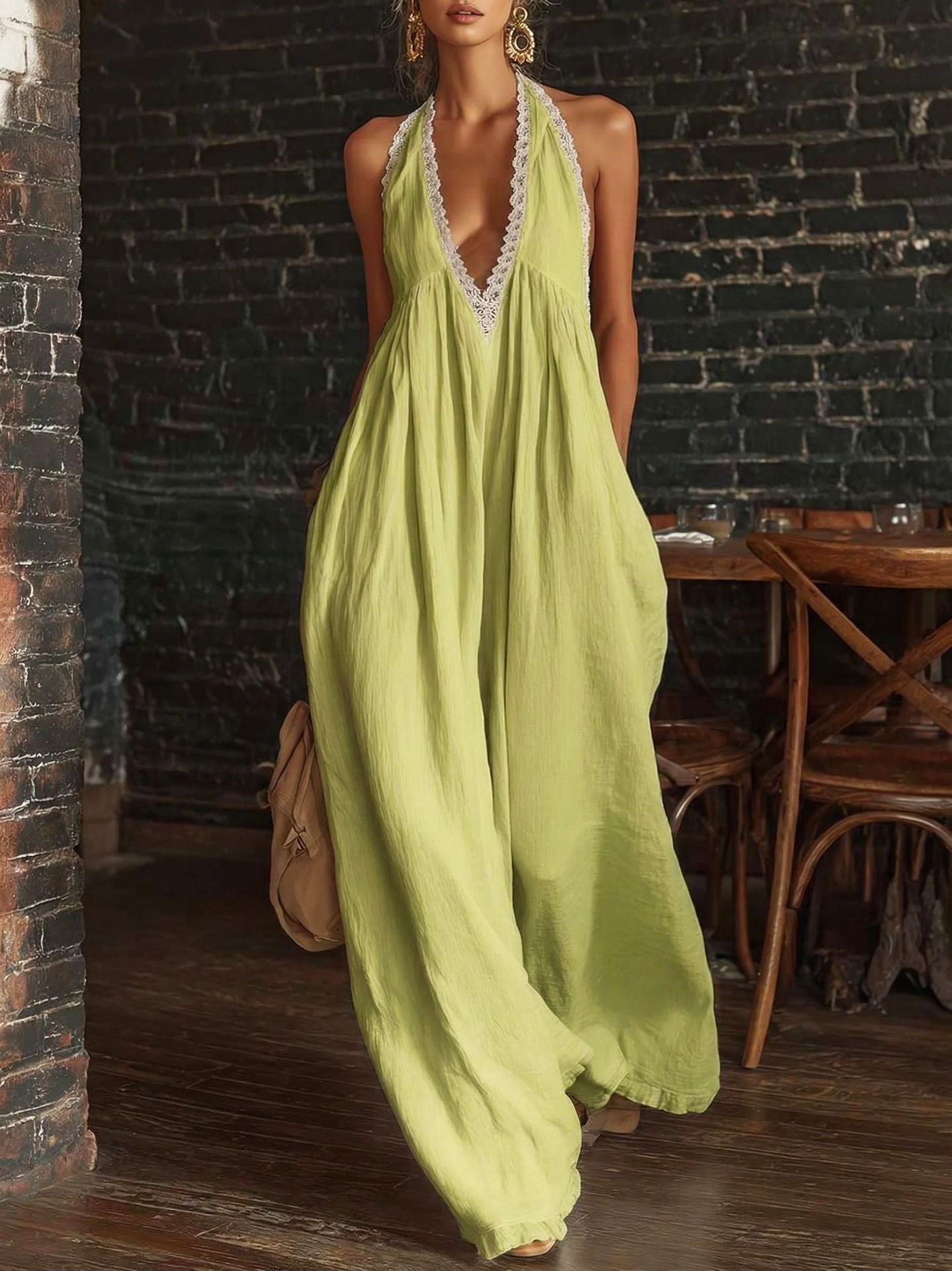 Casual Elegant Comfortable Lace Loose Linen Jumpsuits