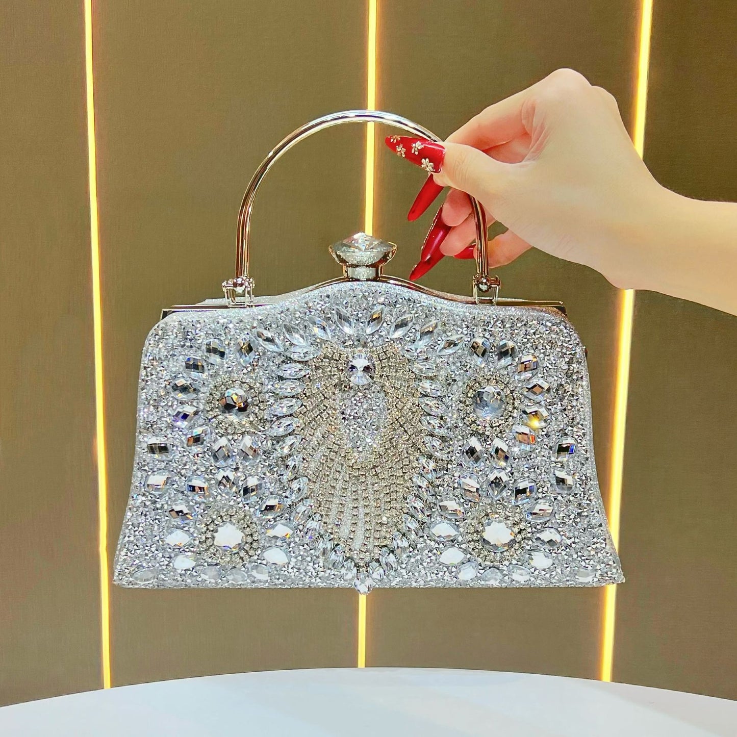 Attractive Full Diamond Fashion Cheongsam Dress Handbags