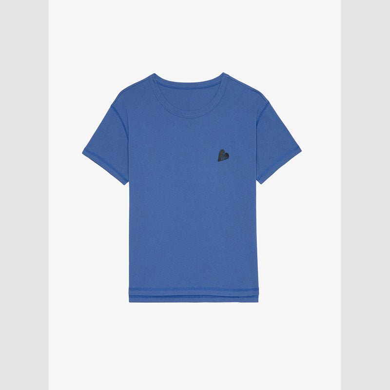 Women's Niche Love Letter Embroidery Cotton Split Round Blouses