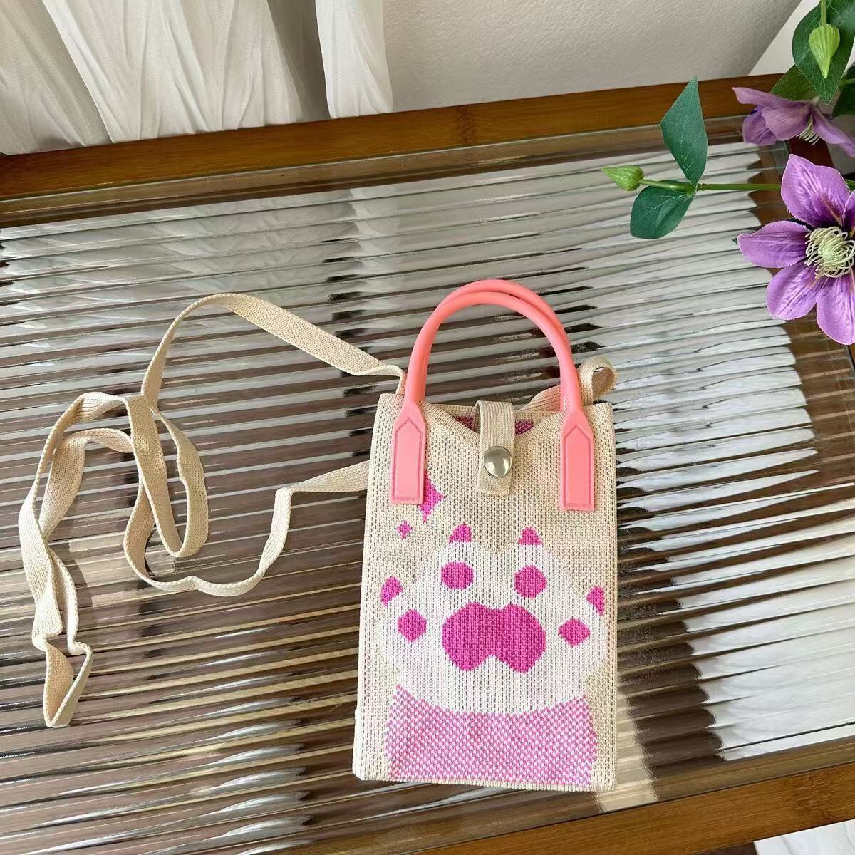 Knitted Mobile Female Cute Cartoon Korean Phone Bags