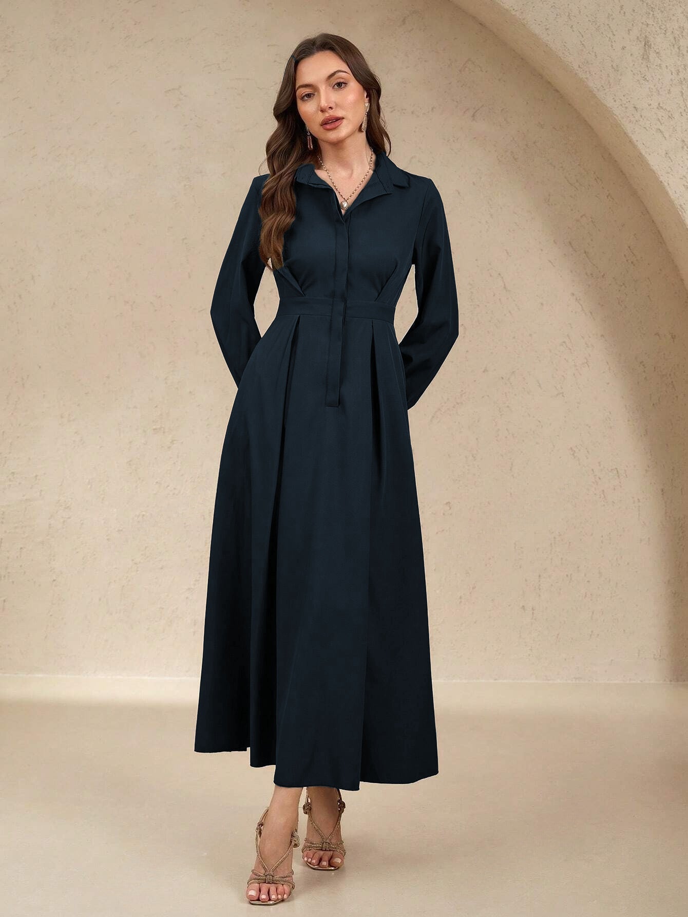 Women's Sleeve Fashion Elegant Big Hem Business Dress