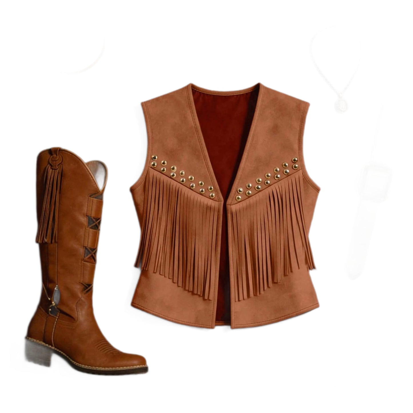 Women's Retro Country American Style Western Rivet Tassel Suede Sleeveless Vests