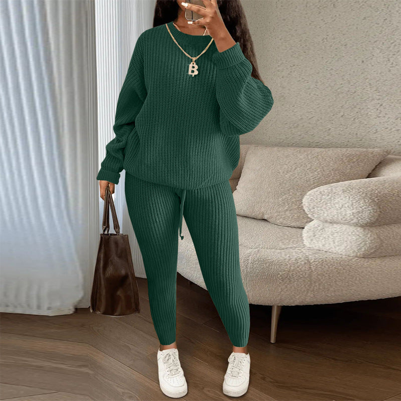 Women's Fashion Casual Knitting Trousers Woolen Yarn Suits