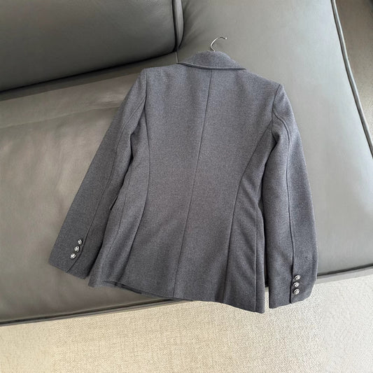 Women's High-grade Lapel Long Sleeve Double-breasted Mid-length Blazers