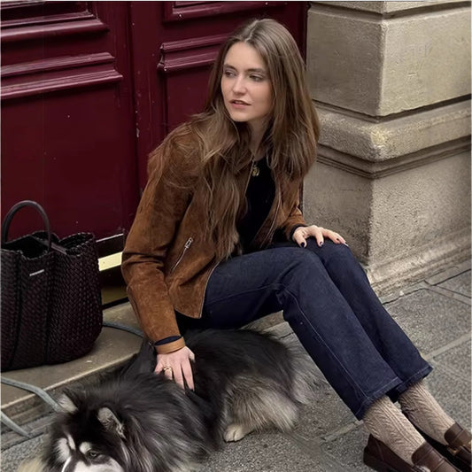 Women's Popular Fashion Polo Collar Zipper Jackets