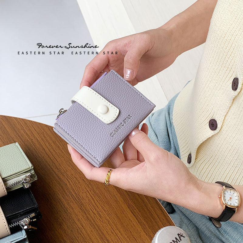 Korean Style Dopamine Color Matching Jump Simple Large Ladies Wallets