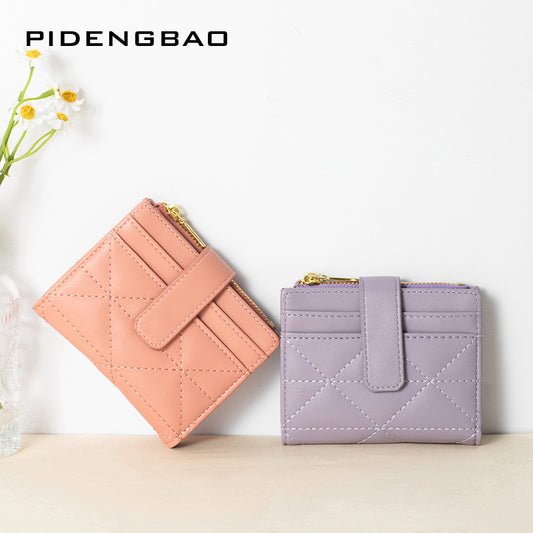 Women's Korean Style Embroidery Yarn Classic Zipper Ladies Wallets