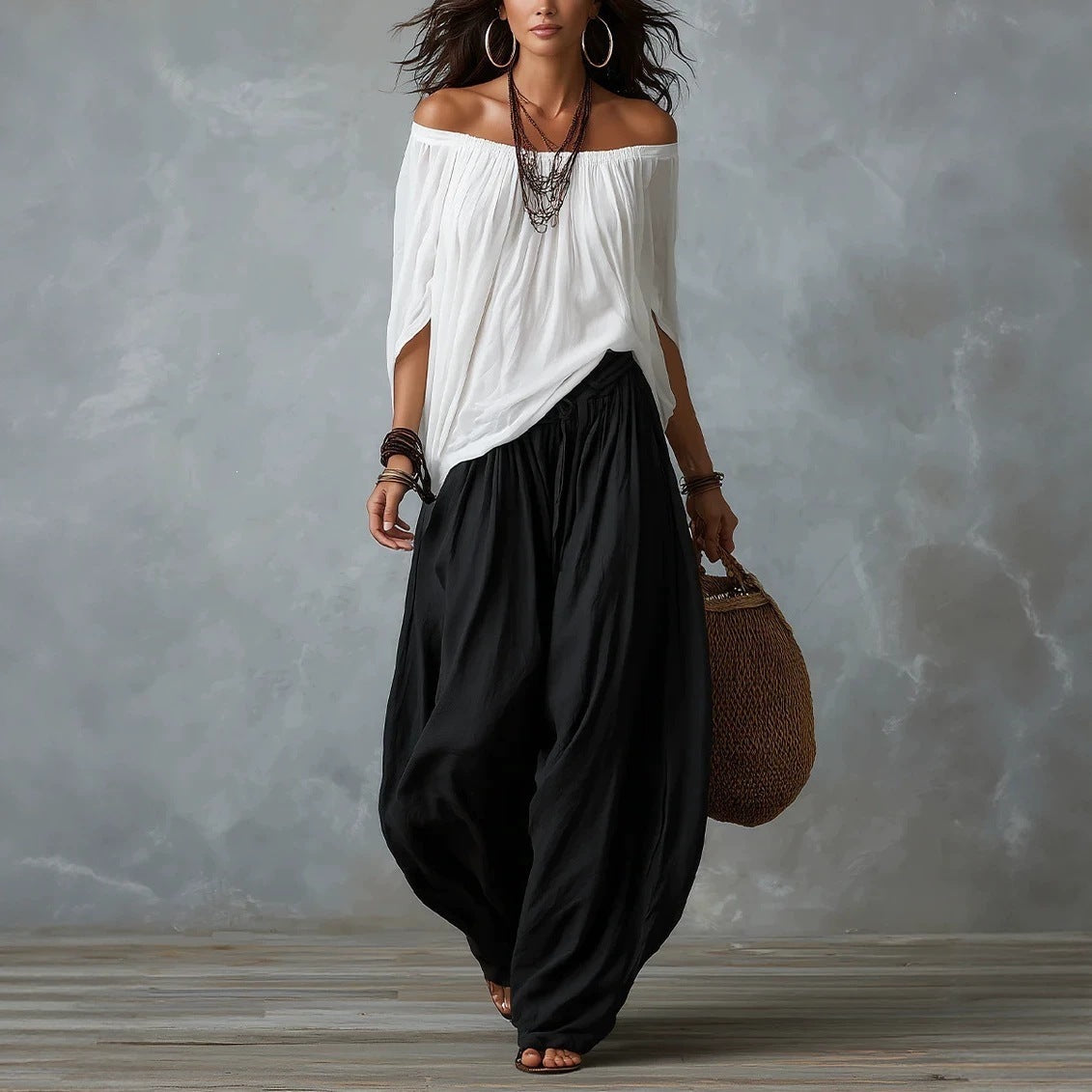 Durable Women's Autumn Long Loose Bloomers Fashion Casual Suit