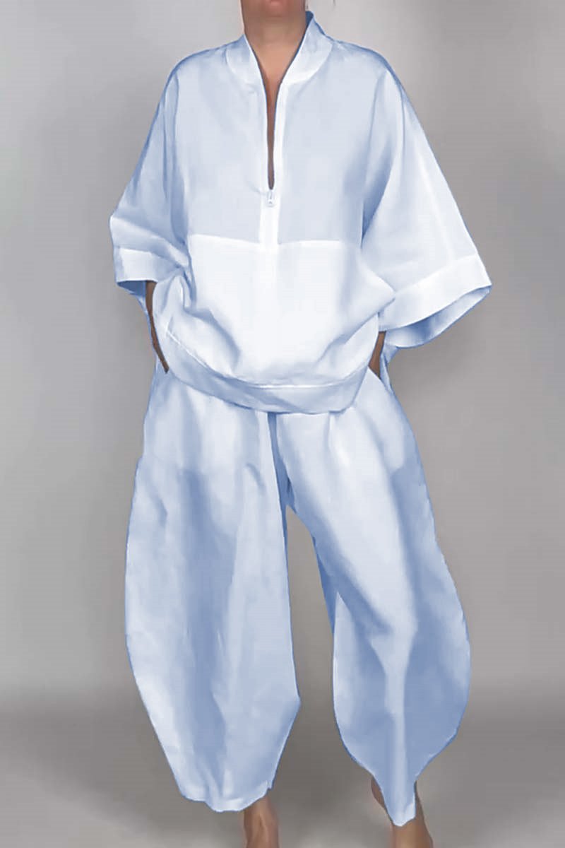 Loose Casual Solid Color Pocket Half Suits
