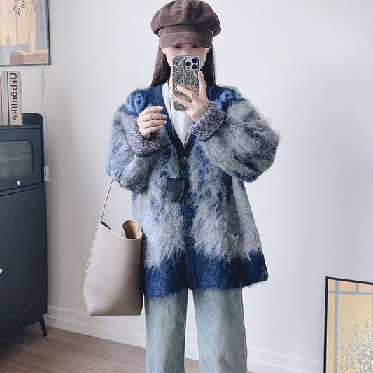 Women's Retro High-grade Jacquard Knitted Milk Loose Knitwear