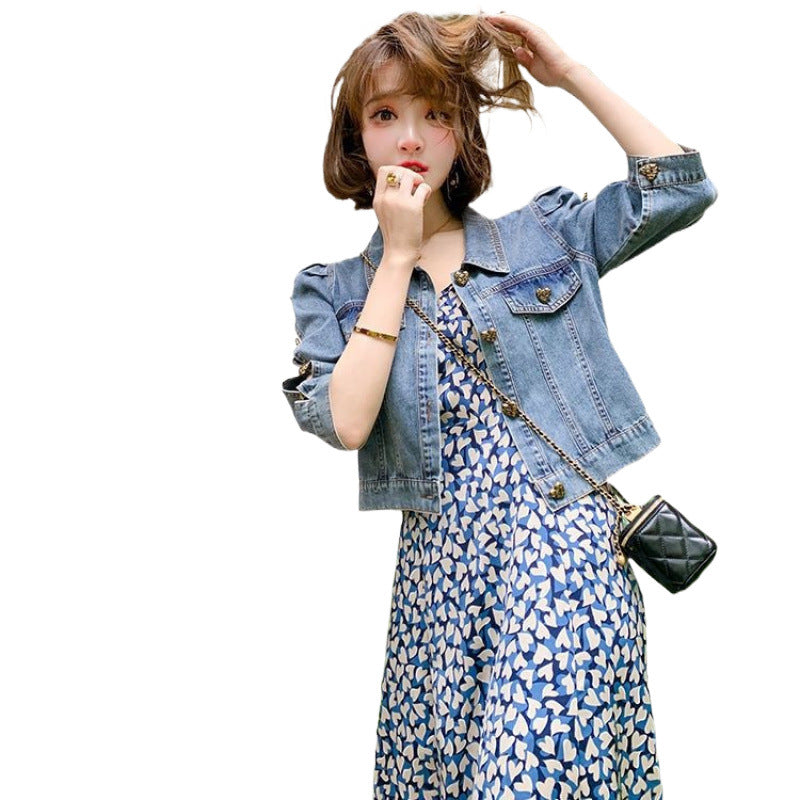 Women's Retro Blue Denim Design Sense Niche Coats