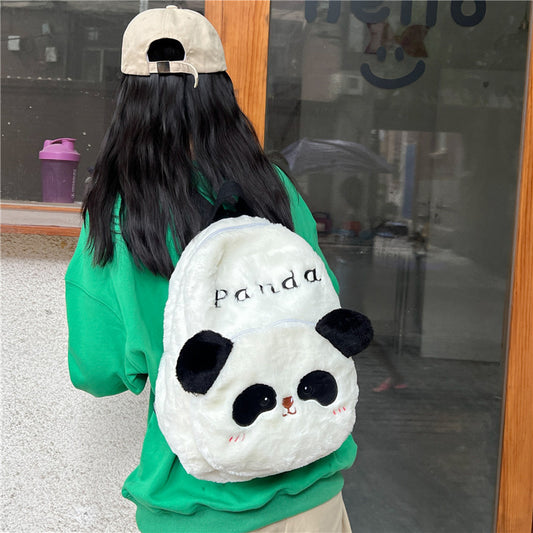 Women's Style Plush Cartoon Panda Autumn Lovely Soft Cute Backpacks