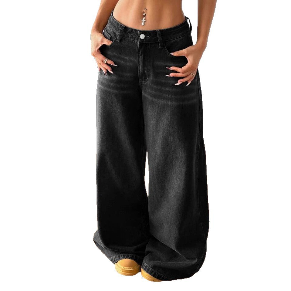 Women's Loose Wide Leg Straight Denim Casual Jeans