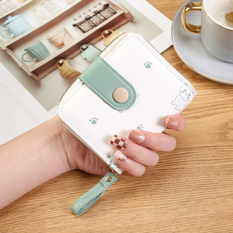 Women's Style Cute Kitten Short Zipper Ladies Wallets