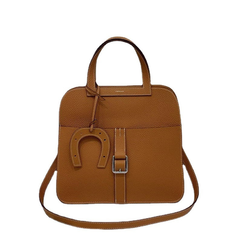 Women's Spring Mini Horseshoe Layer Cowhide Portable Crossbody Bags