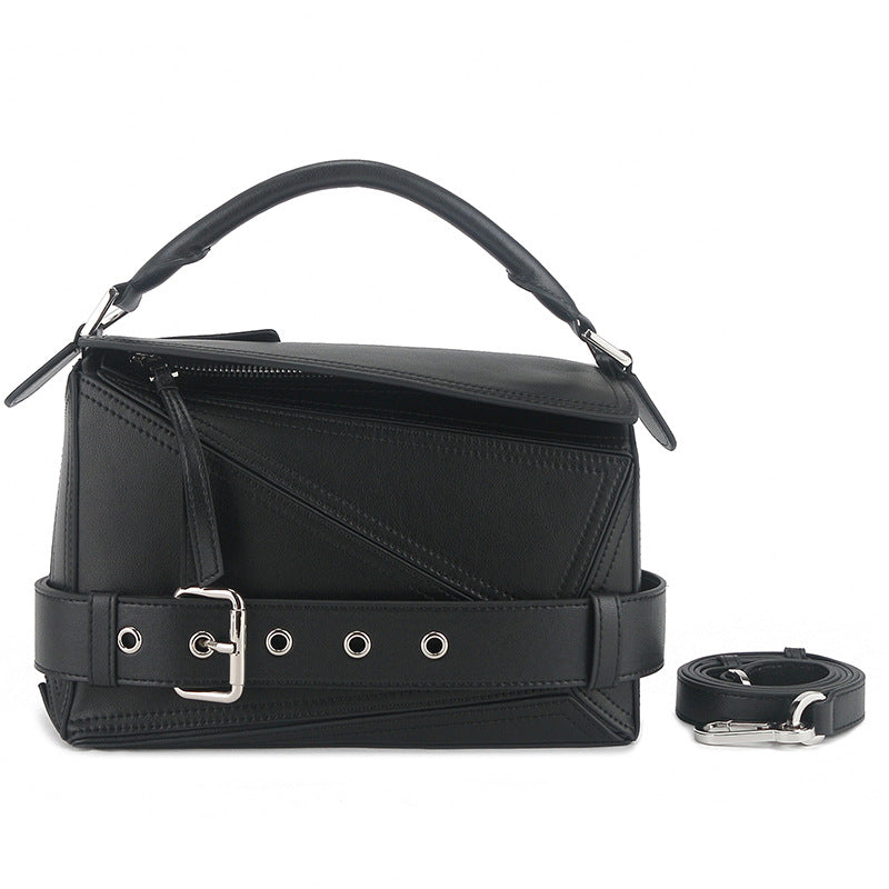 Women's & Men's & Geometric Motorcycle Leather Suede Portable Handbags