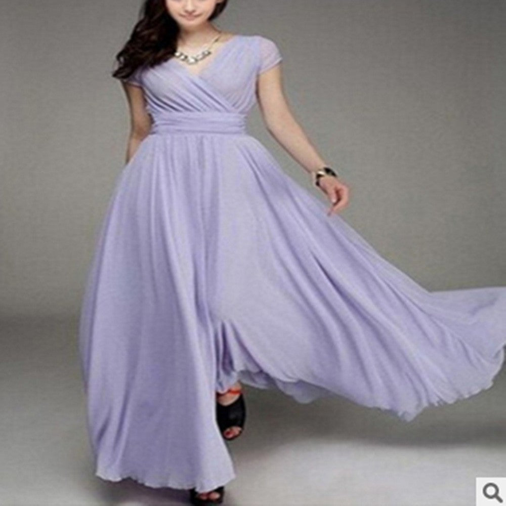 Sleeve Bohemian Chiffon Waist Dress Gown Dresses