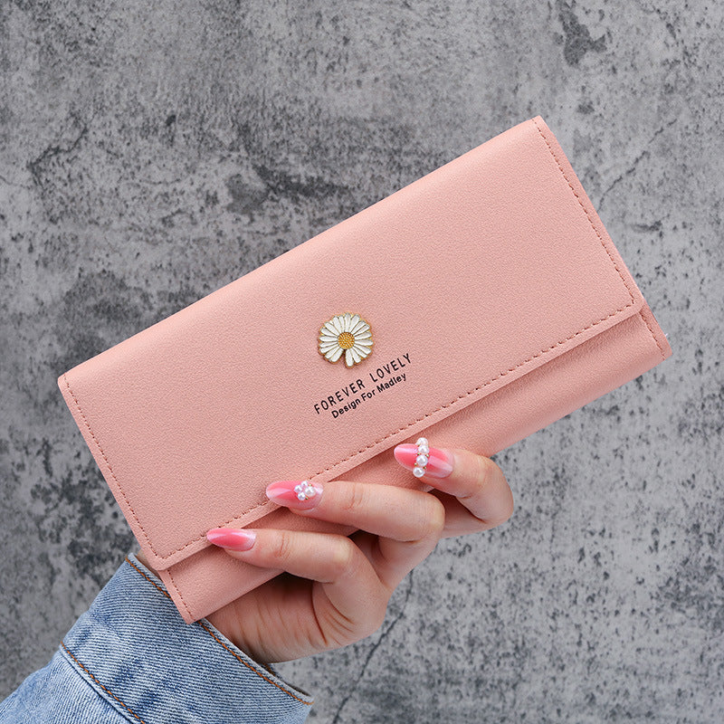 Women's Long Large Capacity Zipper Simple Daisy Ladies Wallets