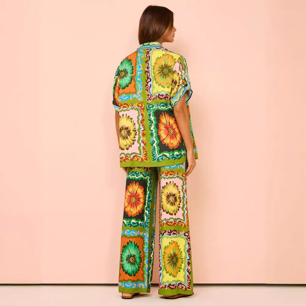 Fashion Personalized Printed Sleeve Vacation Leisure Suits