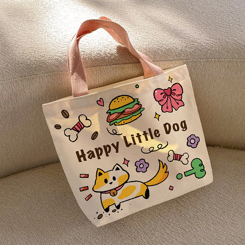 Women's Cute Cartoon Canvas Tutorial Lunch Size Handbags