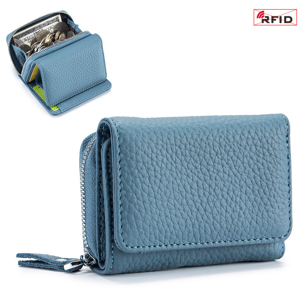 Women's Genuine Leather Style Short Three-fold Mini Ladies Wallets