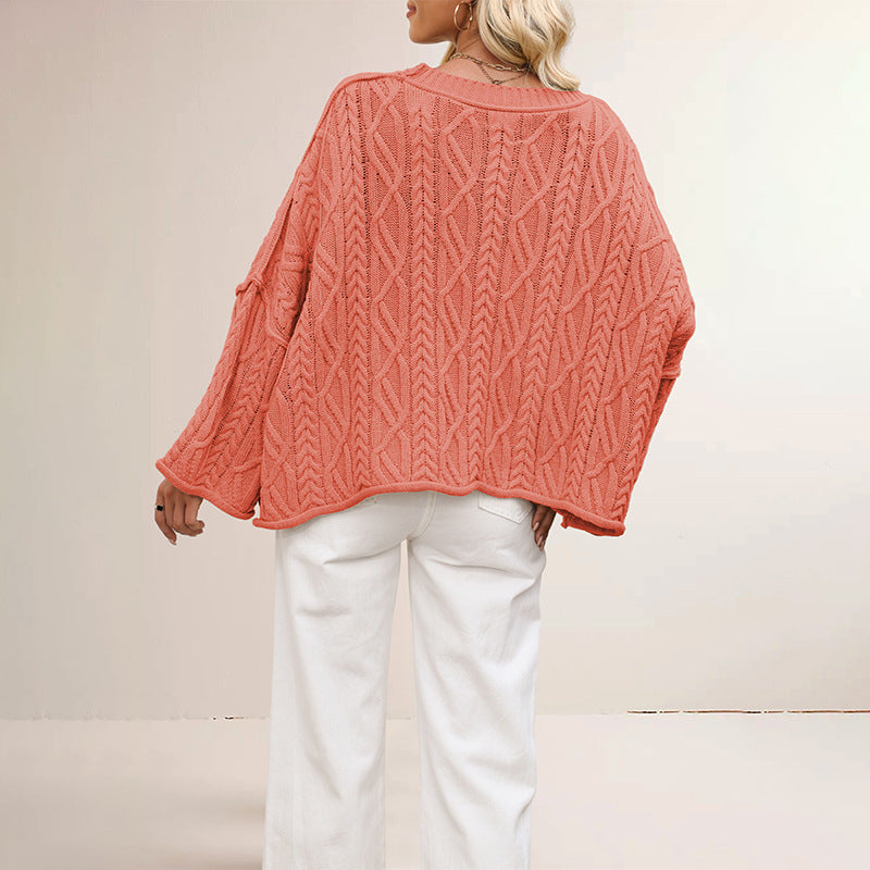 Women's Classy Cable Loose-fitting Solid Color Sweaters