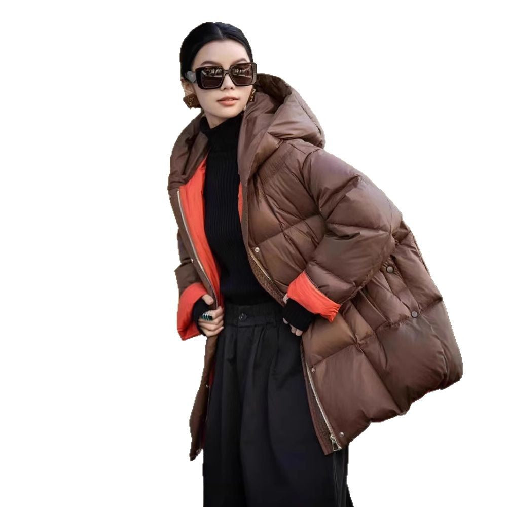 Women's Down Mid-length Padded Loose Casual Hooded Jackets