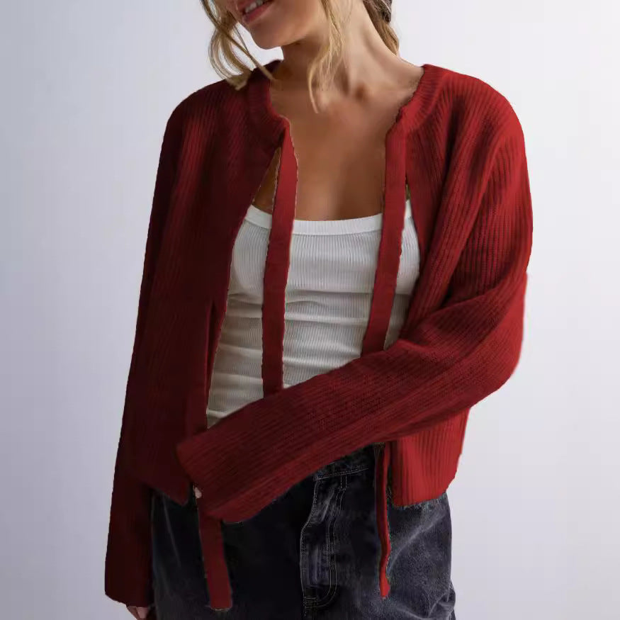 Women's Classy Pure Color Tied Loose Sweaters