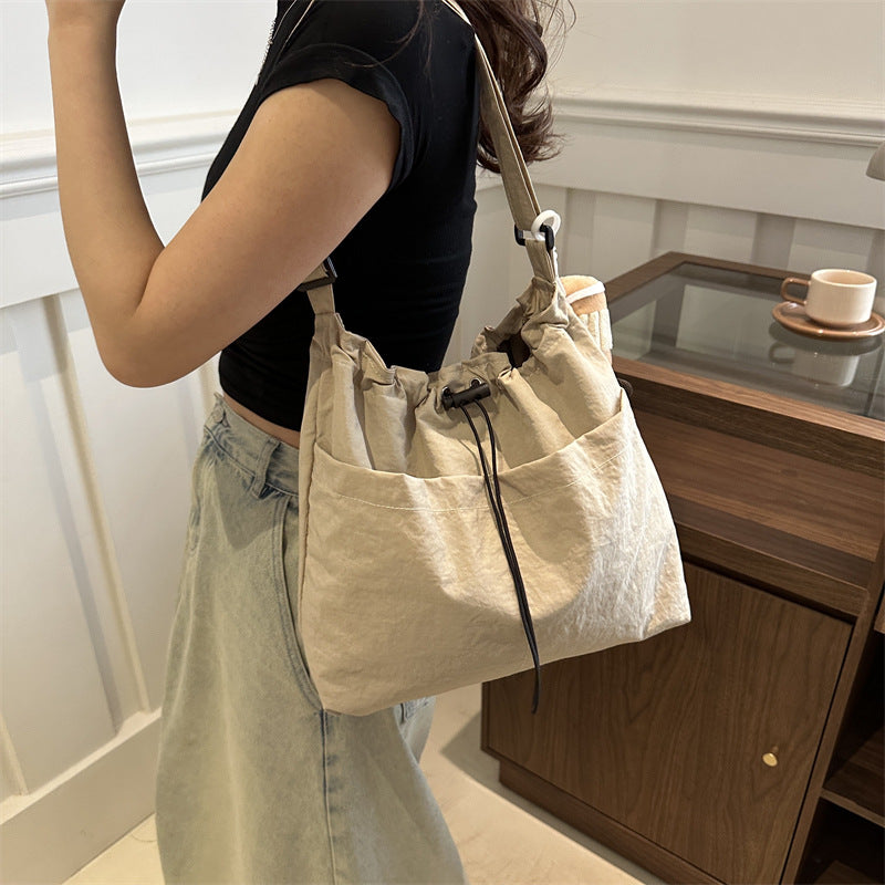Capacity Waterproof Nylon Cloth Drawstring Ruffle Bags