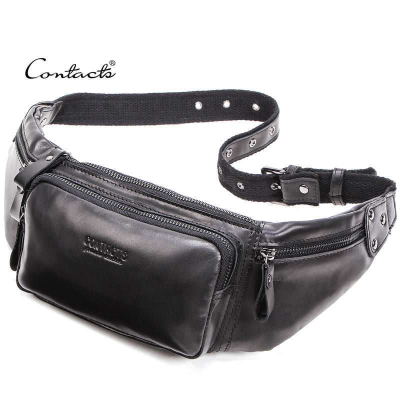 Women's & Men's & Black Angel Fashion Genuine Leather First Men's Waist Packs