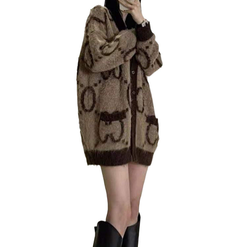 Lazy Letter Jacquard Loose-fitting Knitted Imitation Sweaters