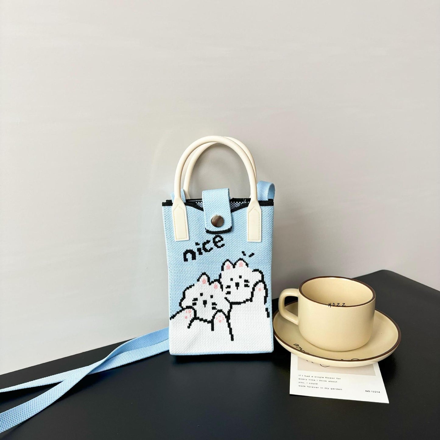 High Sense Mobile Cartoon Knitted Dopamine Bags