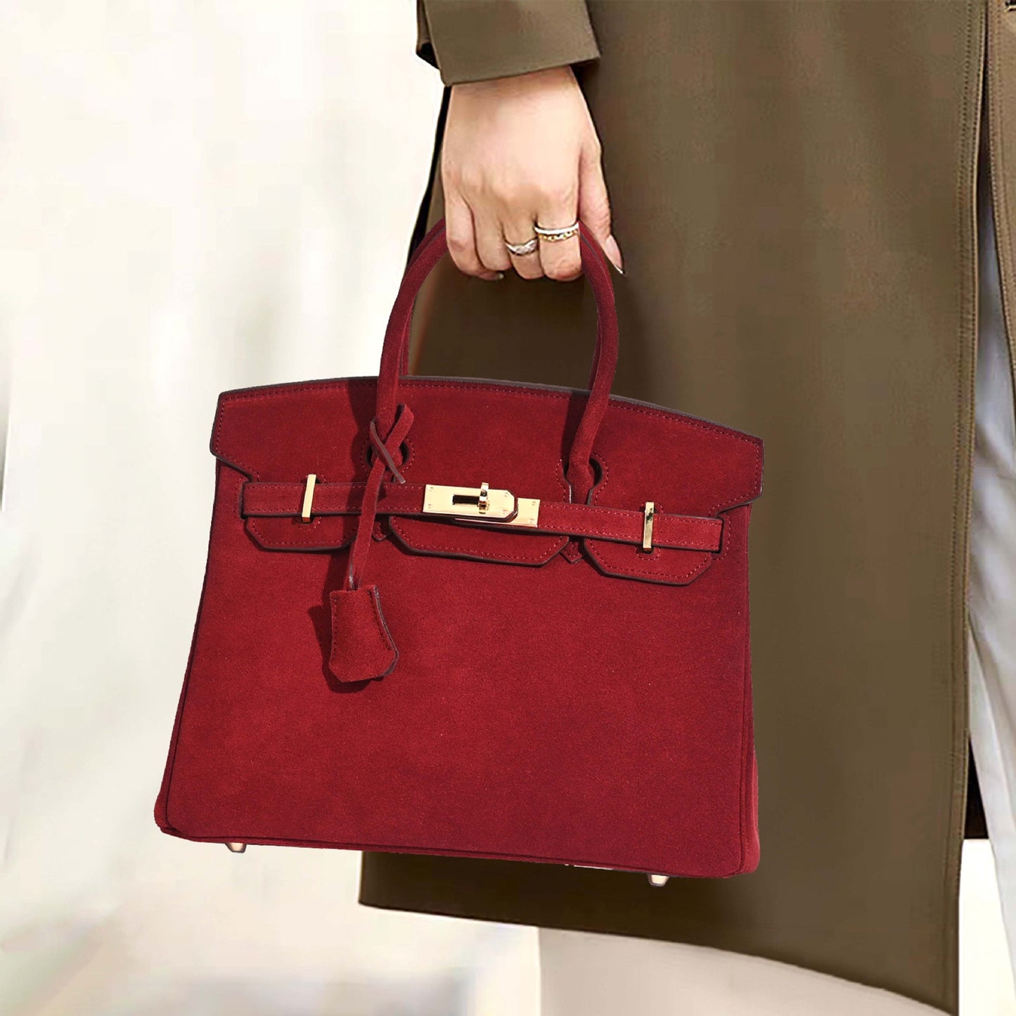 Women's Head Genuine Leather Layer Cowhide Frosted Large Handbags